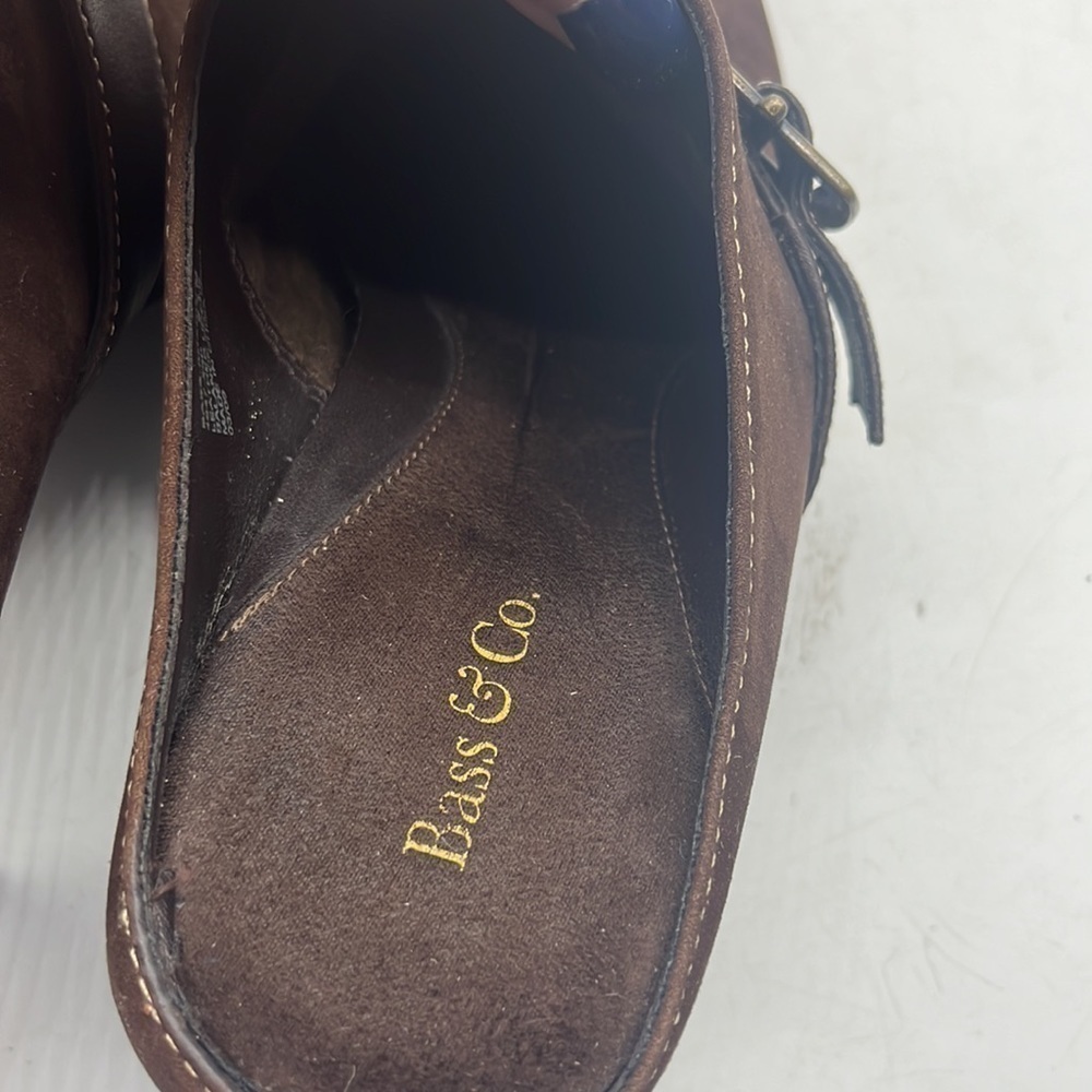 Bass & Co Brown Square Toe Mule Heels Size 9.5 CM4378 - Picture 6 of 8